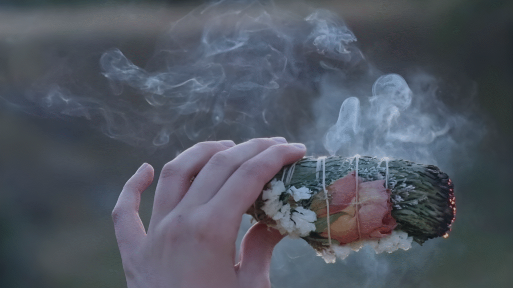 Root and Bloom Institute – smoke cleansing ritual reflecting unity